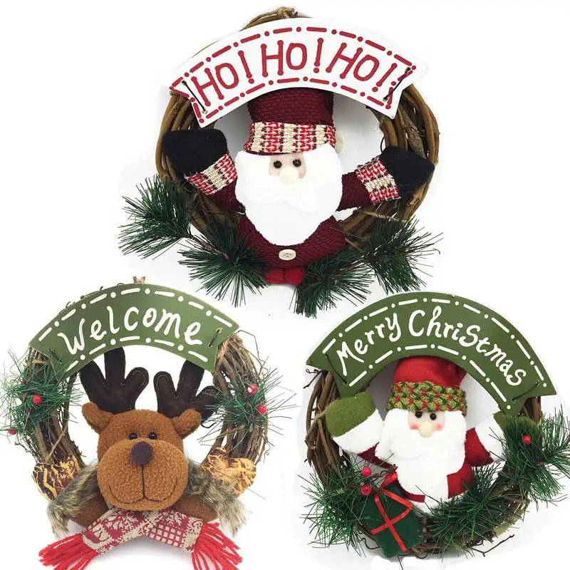 Рождество венки древесины украшение для дома с Санта Клаусом и снеговиком Grand haing