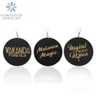 SOMESOOR гравировка африканские деревянные висячие серьги меланин Волшебные Черные Женщины живые вопросы дизайн Ваканды для женщин Подарки 6 пар