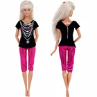 1 шт. кукольный наряд ручной работы, ожерелье, футболка с узором, блузка, розово-красные леггинсы, брюки, Одежда для куклы Барби, аксессуары, игрушки сделай сам