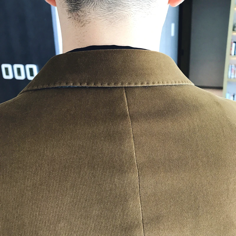 Коричневый зеленый вельвет костюм Slim Fit Vestito Uomo курение Британский TERNO masculino Trajes