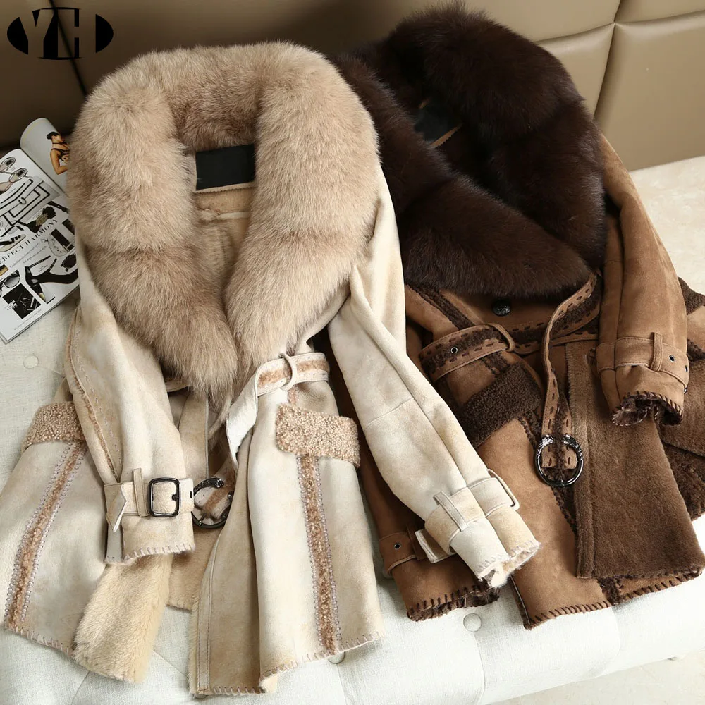 Зимнее женское роскошное пальто из монгольской овцы 100% натуральное меховое