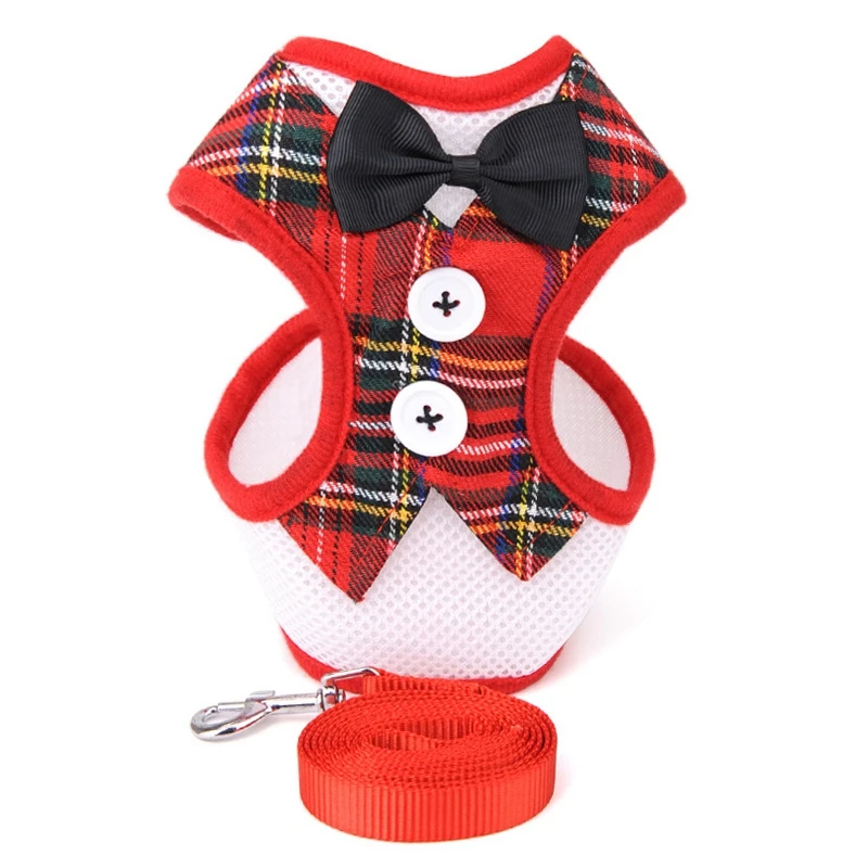 Pet Evening Dress Leash Collars Puppy Small Dog Harness Teddy Vest Butterfly Bow Tie Interactive Training Tools | Дом и сад