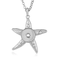 new fashion beauty starfish metal snap pendant necklace 60cm fit 18mm snap buttons snap jewelry wholesale xl0153