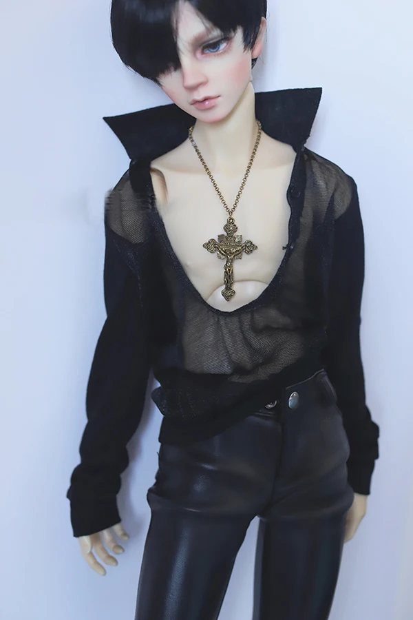 

Doll shirt Black perspective jointed sleeves T-shirt for 1/3 BJD SD17 Uncle doll clothes doll accessories