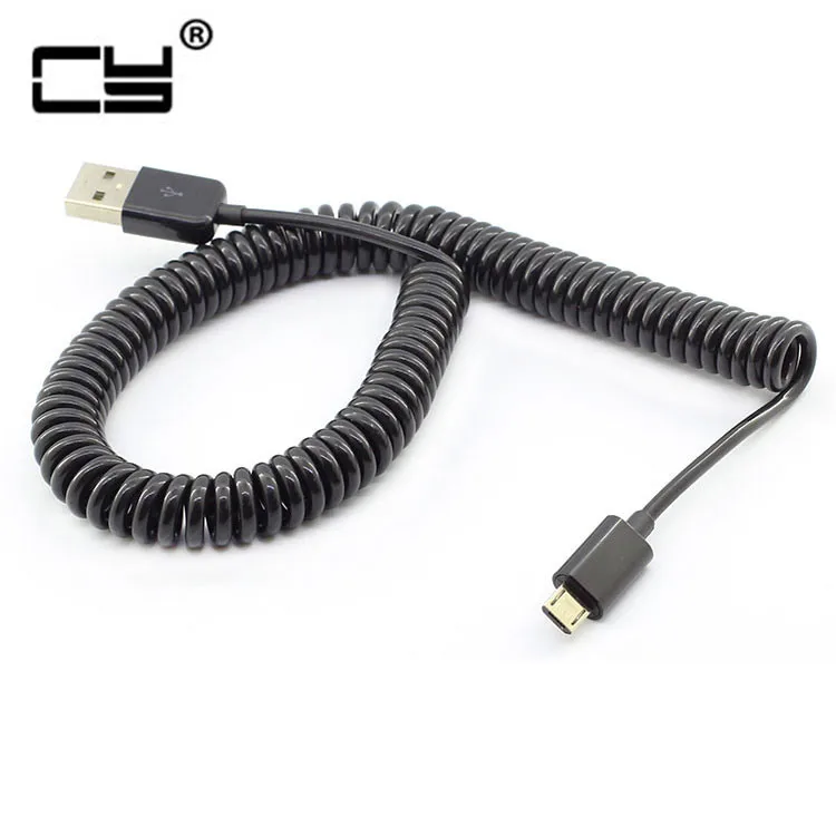 

3M/10FT Micro Usb Spring Coiled Cable Extension portable retractable usb Data Charger Cables for Mobile phone Cord Coiled Cabo