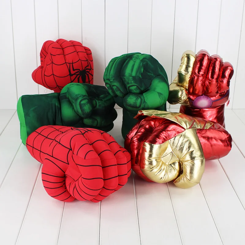 13 ''Super Hero плюшевые перчатки Невероятный Халк Железный Человек паук Smash руки