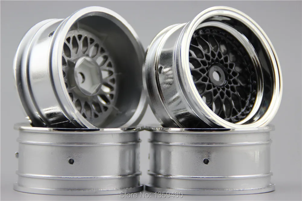 4 шт. 1/10 Touring и Drift Car нейлон обод колеса Y12CB(хром+ черный) 3/6/9 мм смещение для 1:10 Touring и дрейф автомобиль 1/10 обода 10039