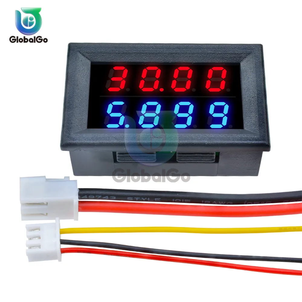 DC/100 V/10A цифровой амперметр вольтметр Синий Красный светодиодный двойной