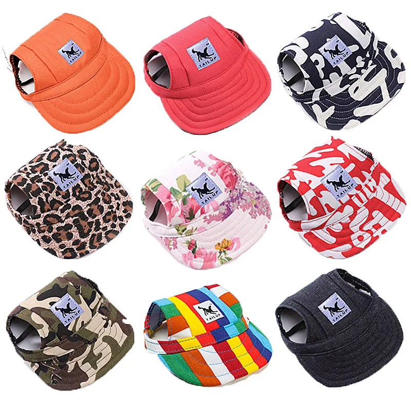 

Cute Dog Baseball Hat Canvas Cap Adjustable With Ear Holes For Small Pet Dog Cats Outdoor Accessories Outdoor Pet Products 7D35