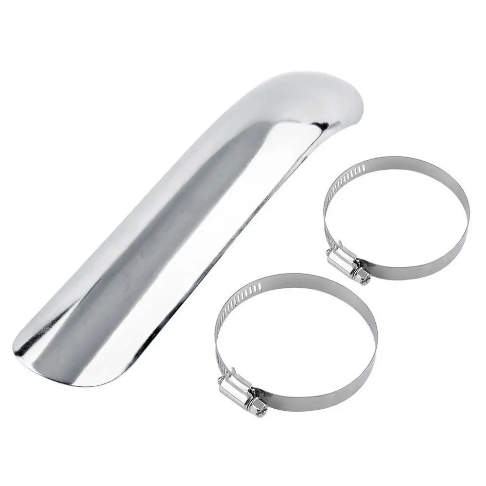 Chrome Curved 25x6cm Мотоцикл глушитель ноги трубы протектор тепловой щит крышка с регулируемыми зажимами для Harley Honda Yamaha Kawasaki Ducati - Цвет: Chrome Curved 25x6cm
