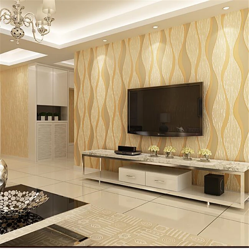 

beibehang Modern simple wave curve striped engraved nonwovens wallpaper living room bedroom restaurant background wallpaper