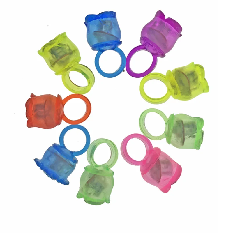 10 шт./лот мигающие кольца в форме розы светящееся кольцо с цветком светодиодные