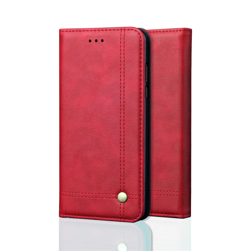 Роскошный кожаный чехол для смартфона в стиле ретро для Xiao mi Red mi 4x Note 6 Pro Note 5 mi 8 Se A2 A1 PU откидной кошелек для Red mi Note 6 Pro - Цвет: Красный