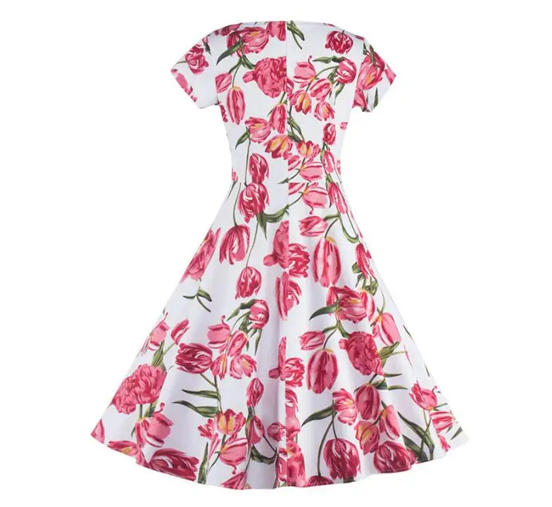 Новое сексуальное платье с цветочным принтом 1950-х годов рокабилли летнее