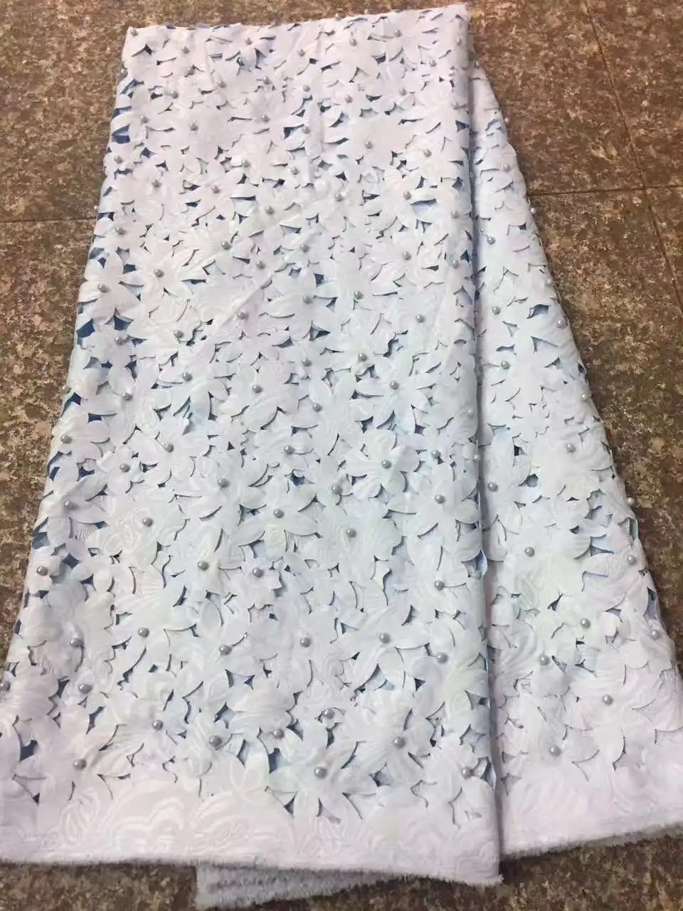 Кружевная ткань с цветочной вышивкой Mi.Fan французский сетчатый кружевной