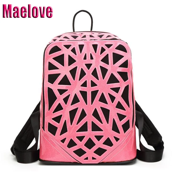 pink Maelove/Новое поступление, полый рюкзак с геометрическим узором, сумка яркого цвета, школьный рюкзак для девочек, Геометрическая Сумка - Цвет: pink