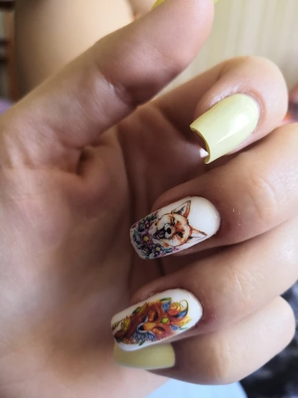 1 шт. наклейка для ногтей с рисунком лисы тигра фламинго водяные цветы водные