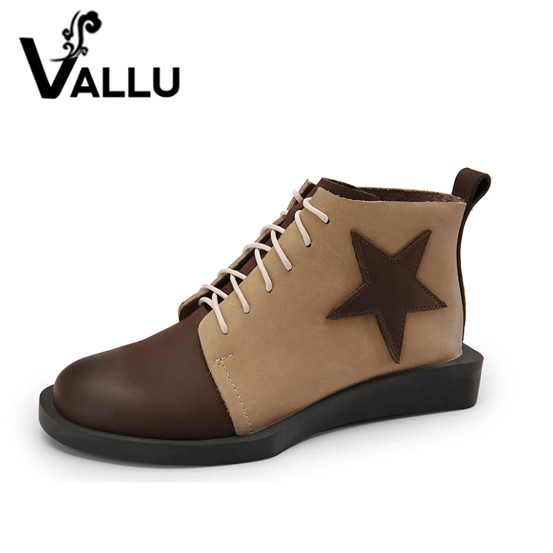 Женские ботильоны из натуральной кожи VALLU осенние полусапожки смешанных цветов с