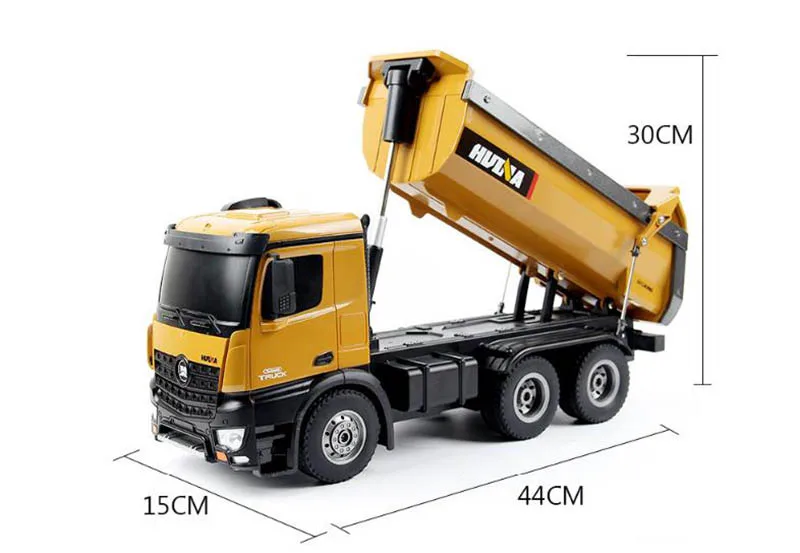 Huina 1573 RTR 2,4 GHz 10 канальный 1:14 пульт дистанционного управления RC грузовик самосвал саморазряжающийся металлический авто демонстрационный светодиодный светильник RC игрушки