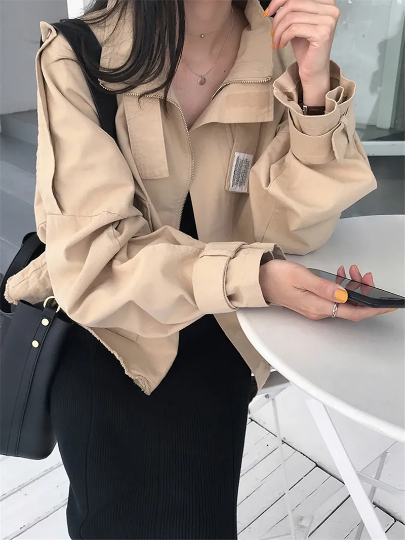Женская короткая куртка с длинным рукавом Повседневная Свободная уличная одежда