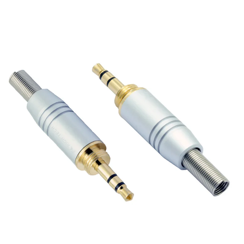 100pcs Aluminum Tube 3 poles 3.5mm stereo male plug screw-in wire connector with spring Gold Plated Plug Jack R Connector | Обустройство