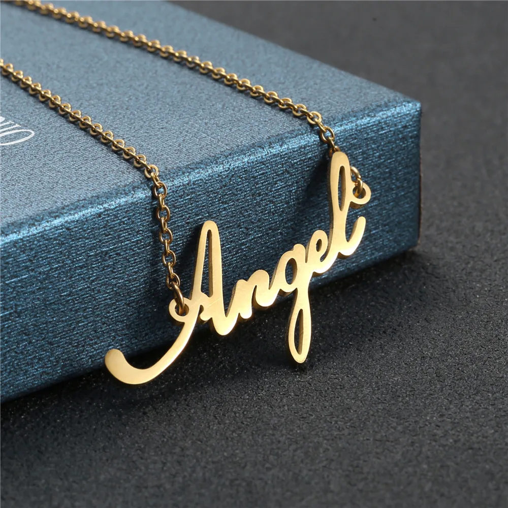 Модное ожерелье с надписью Angel Angela из нержавеющей стали|Ожерелья подвеской| |