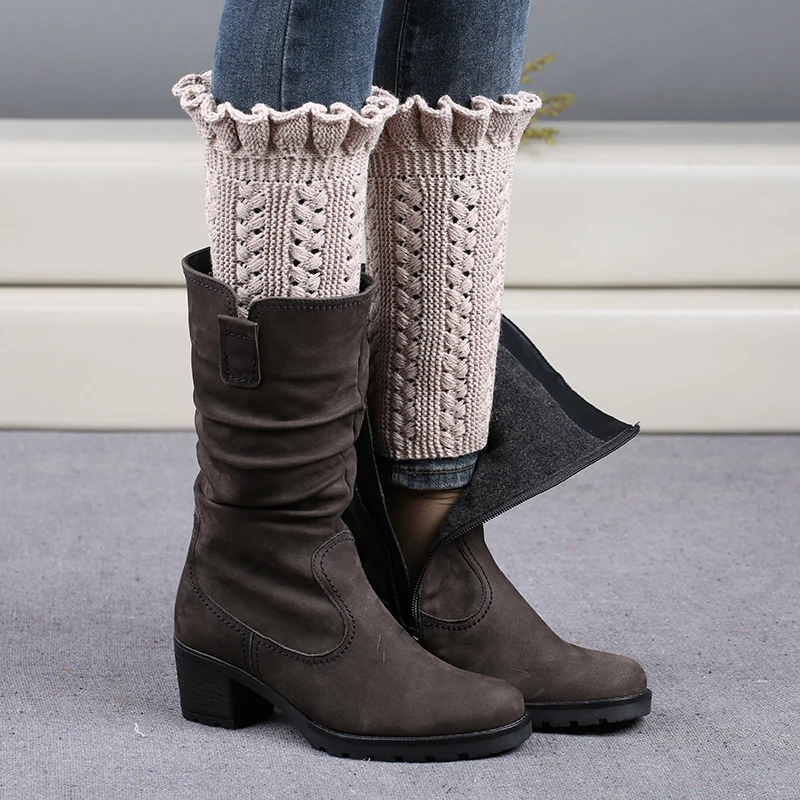 Модные зимние женские гетры 1 пара манжеты для сапог носки вязаные короткие