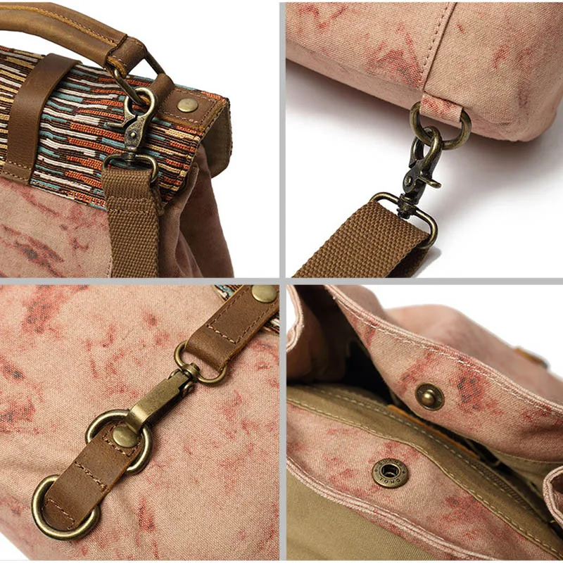 Этнический холщовый рюкзак Женский винтажный большой с рисунком в стиле пэчворк