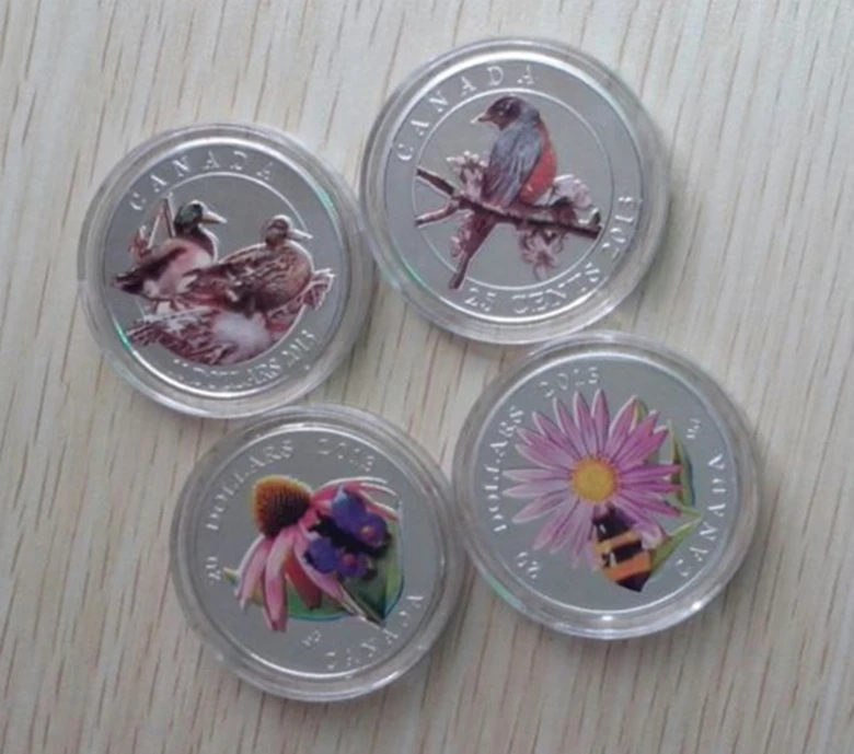 4pcs/lot (4*1) canada Animal insect bee/duck / Butterfly bird and Elizabeth silver plated Australia souvenir Coin gift |