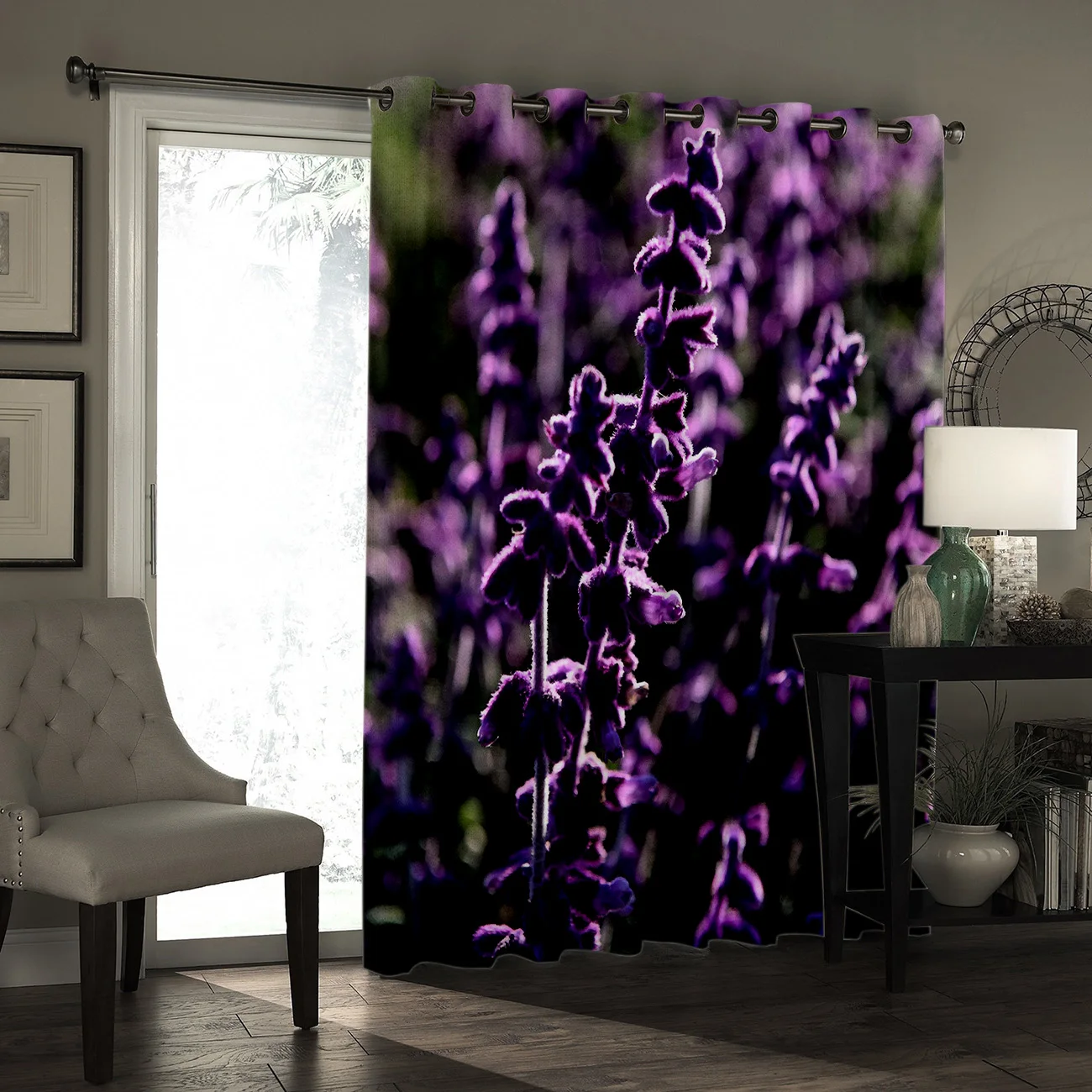 Lavender Island Flower Room Curtains Large Window Living Room Kitchen Bedroom Floral Decor Kids Curtain Panels With