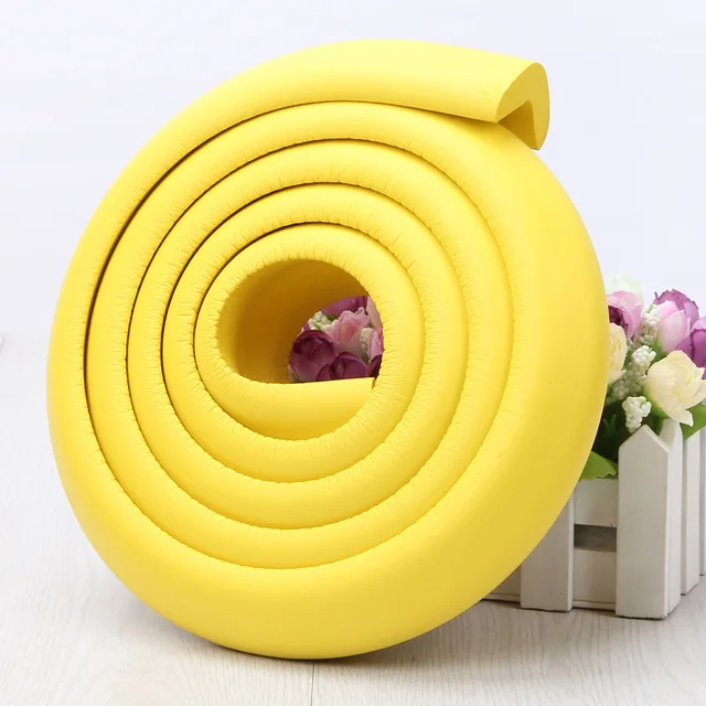 Yellow 35 мм* 12 мм* 2 м детский стол для настольных игр анти-стук полосы безопасный для ребенка продукт новорожденных резиновые Угловые ограждения сплошной цвет защитный барьер - Цвет: Yellow