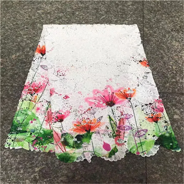 Шелк молока Материал африканских высокого качества гипюр Кружево/африканская