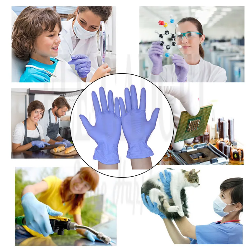 Одноразовые нитриловые перчатки фиолетового цвета длиной 9 дюймов для пищевых