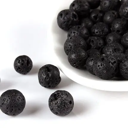 Черные круглые вулканические бусины для ожерелья сережек браслетов ювелирных