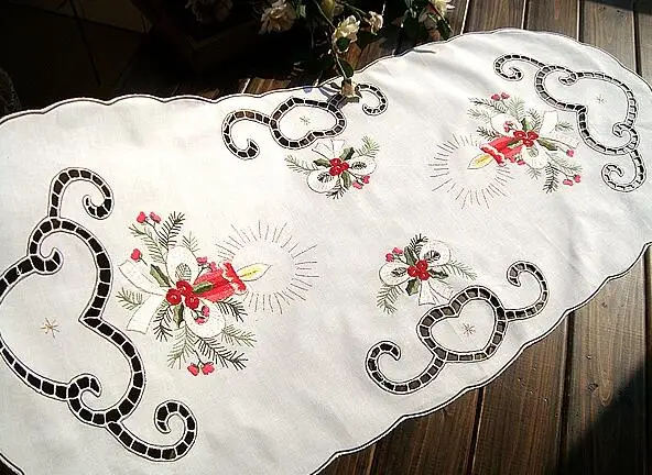 Хлопок настольная дорожка Флаг Белая Вышитая кружевная скатерть для кухонного стола наппэ каминная Рождественская Скатерть свадебный Декор