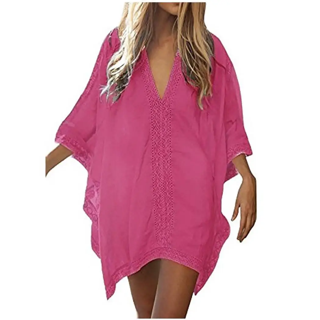 Женская пляжная одежда с v образным вырезом рукав летучая мышь бикини прозрачная