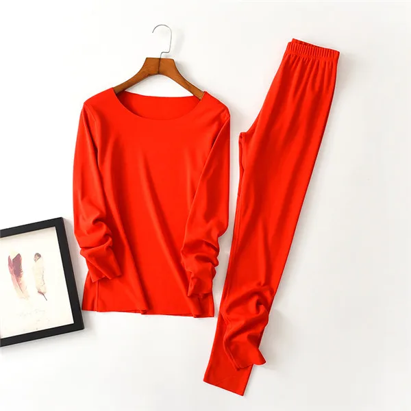 D00269 red Новые женские зимние комплекты термобелья, теплые костюмы для сна, женские хлопковые Пижамные комплекты с длинным рукавом, теплое дамское нижнее белье - Цвет: D00269 red