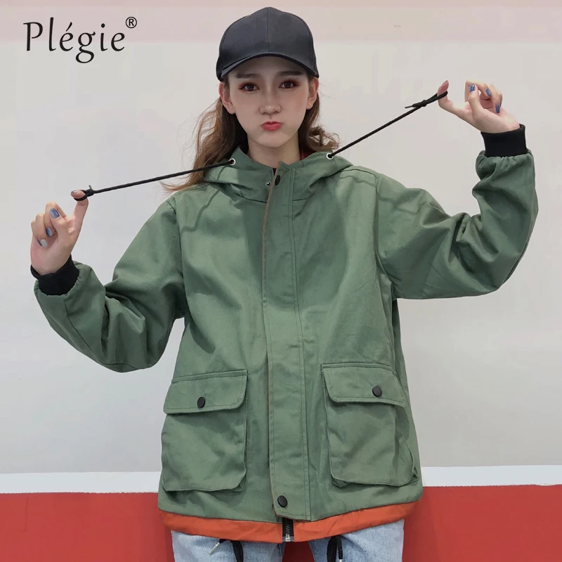 Plegie Harajuku, Женская куртка с капюшоном в стиле пэчворк, новинка весны, верхняя одежда, пальто в стиле хип-хоп, уличная одежда, BF стильные куртки