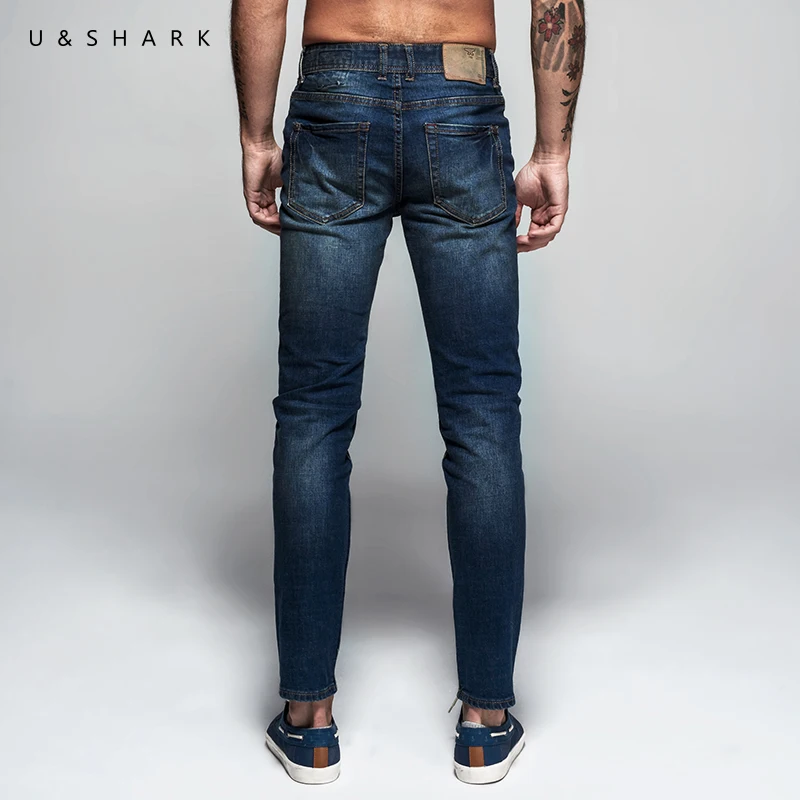 U & SHARK весенний Новый светильник синие обтягивающие джинсы брюки Мужская