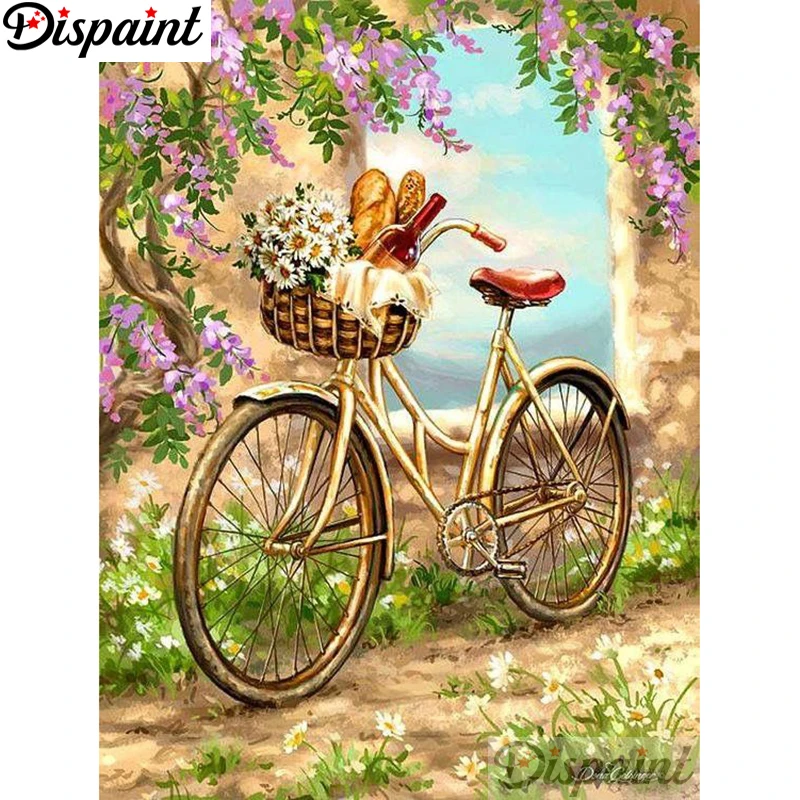 

Необычная полная квадратная/круглая дрель 5D DIY Алмазная картина "велосипедный цветочный пейзаж" вышивка крестиком домашний Декор подарок ...