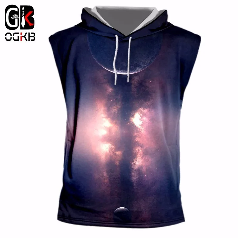 OGKB новинка майка без рукавов с капюшоном для женщин/мужчин жилет топ тренировок