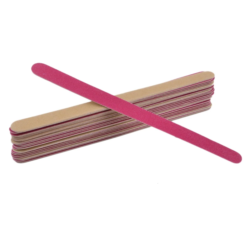 100 шт./лот деревянные пилки для ногтей двухцветные пилочки полировки полоски