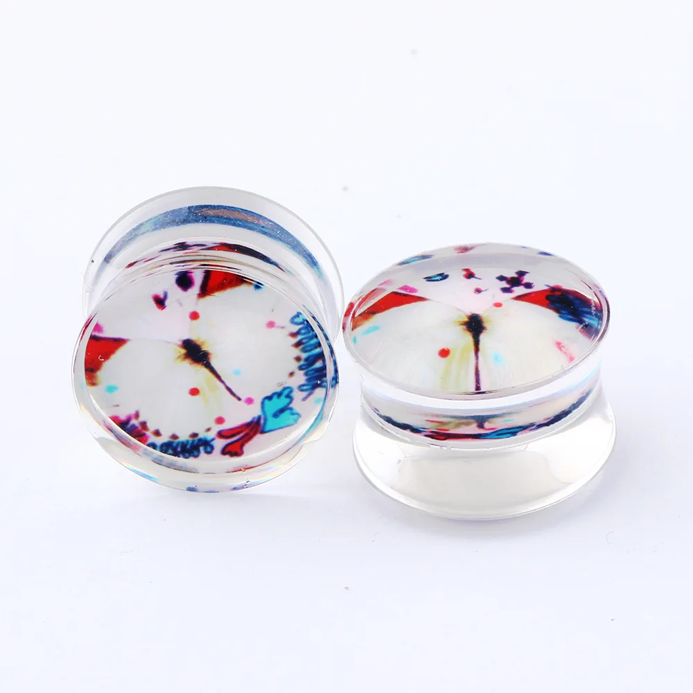 2 шт. 6 16 мм акриловые Заглушки для ушей в форме бабочки туннели телесного