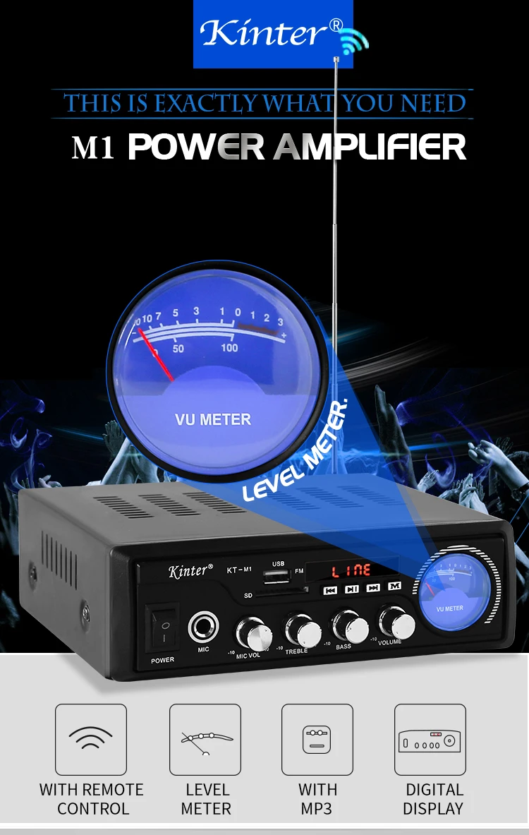Kinter M1 MP3 Усилитель звука аудио Hifi Стерео усилители 2,0 каналов с SD USB ввод Поддержка микрофон металлический корпус
