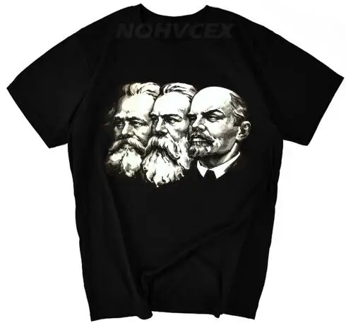 Черный Советский Союз великая Коммунистическая Ленин, Маркс, энгелс Сделай Сам Мужская футболка с коротким рукавом cccp - Цвет: Черный
