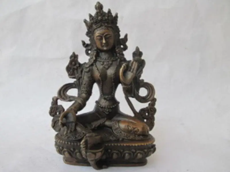 Китайская тибетская бронзовая Зеленая Тара Кван-Инь | Дом и сад