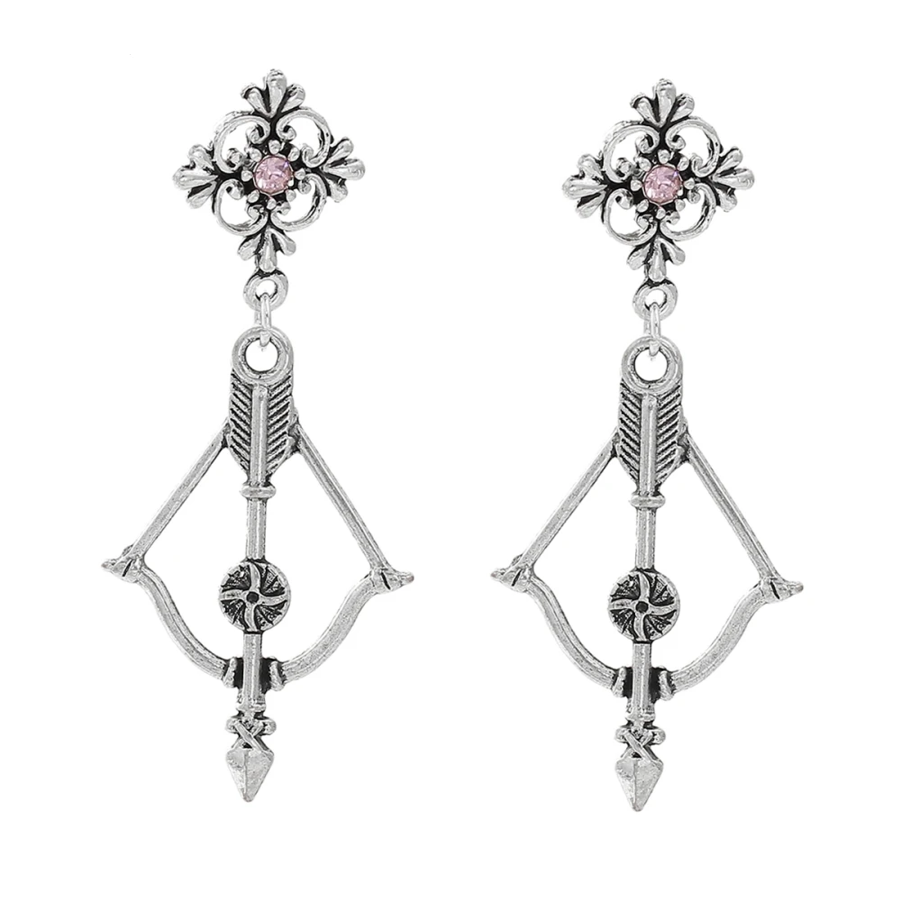 Медные серьги ручной работы DoreenBeads серебряные с бантом и стрелой розовые стразы 55