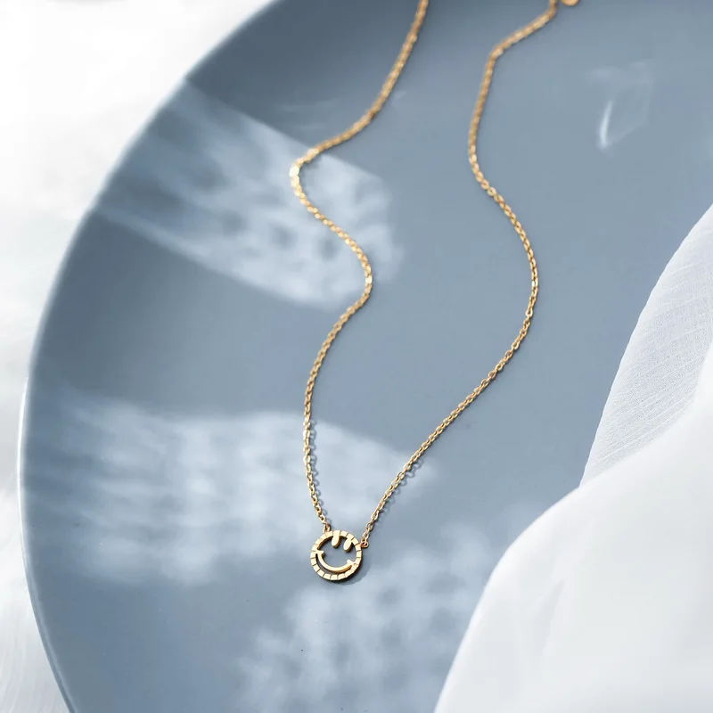 Женское Ожерелье из титановой стали YUN RUO с подвеской в виде улыбающегося лица