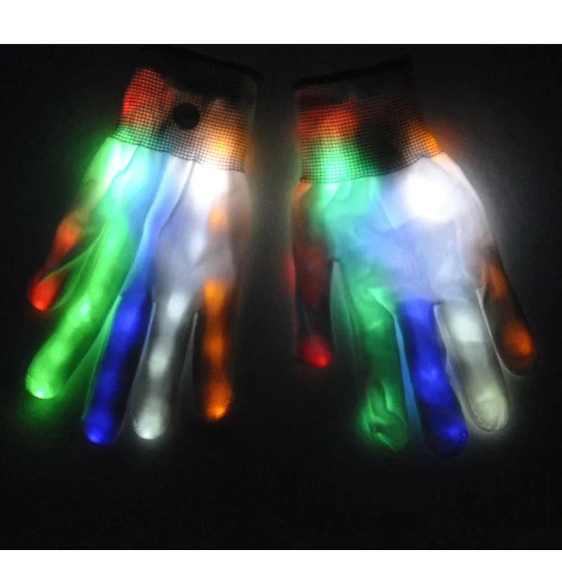 

Newly 1 Pair Unisex LED Luminous Gloves 6 Modes Flashing Glow Rave Cool Light Mittens Finger Glove Halloween Party Supplies m99