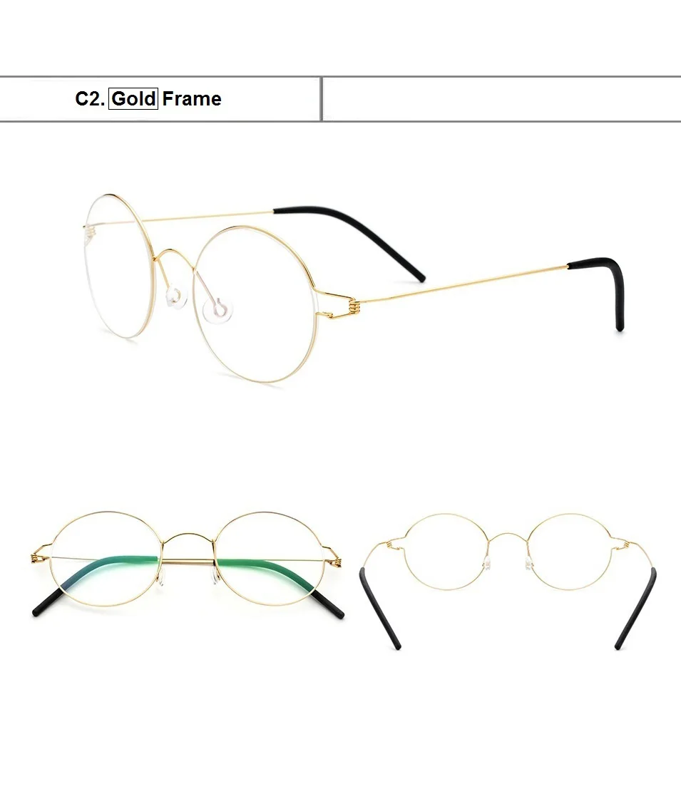 HDCRAFTER Ultralight Titanium Rim Round Glasses Frame Men Morten Korean Myopia Eyeglasses Optical Frames Women Screwless Eyewear